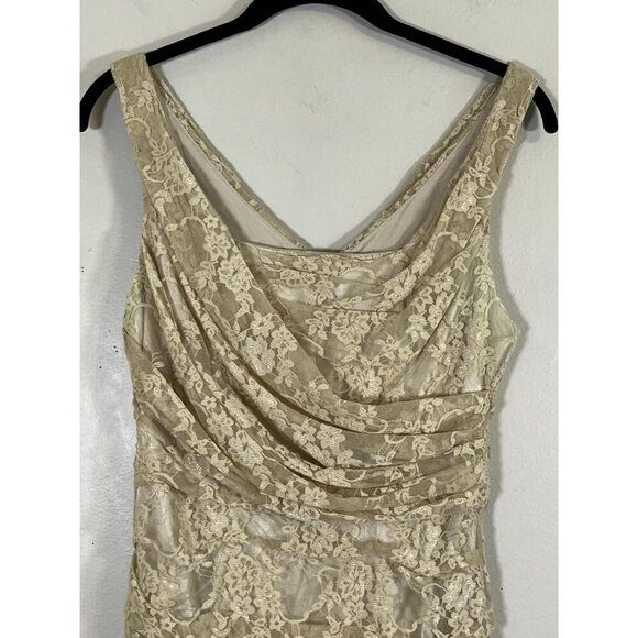 Express Dress 6 Tan Floral Mini Lace Mesh Western Boho Indie Festival Feminine - Picture 7 of 11